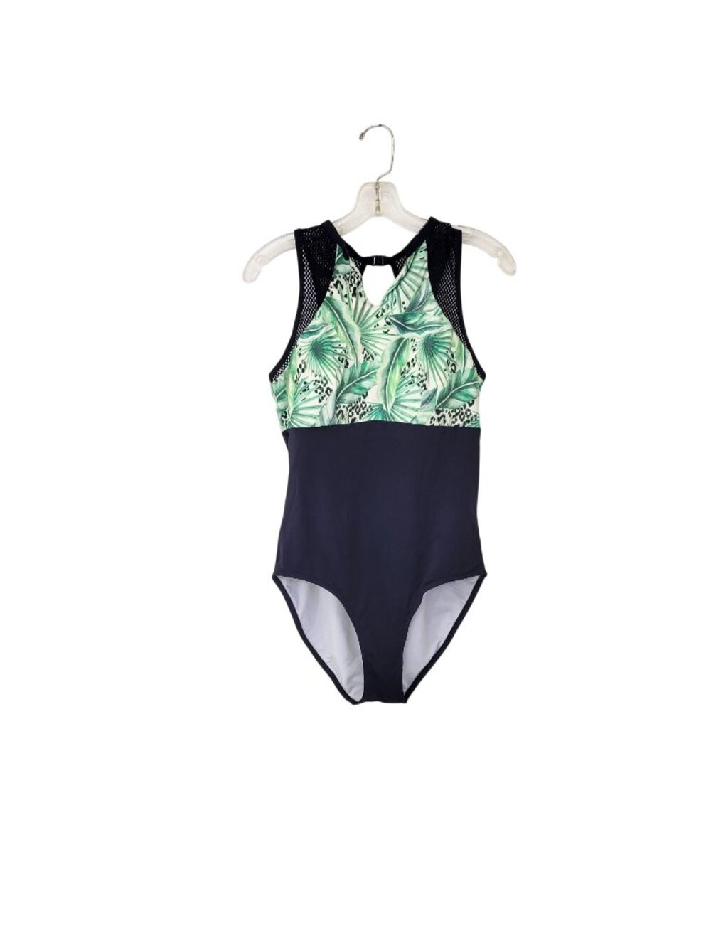 Piha Tropical Print & Mesh Panel One-Piece Swimsuit
